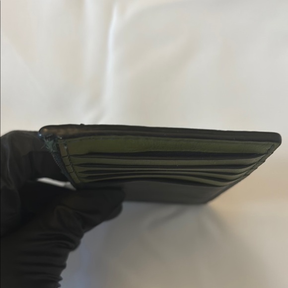 Coach Zip Card Case Wallet Two-Tone Colorblock Calf Leather Black/Olive Green OS - Picture 5 of 12